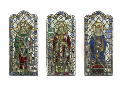 Lot 400 - A Set of Three Victorian Leaded Stained Glass...