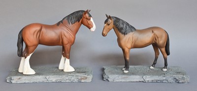 Lot 96 - Beswick "Cleveland Bay" and "Clydesdale", both...