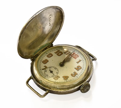 Lot 207 - A Full Hunter Silver “Trench” Wristwatch, case...