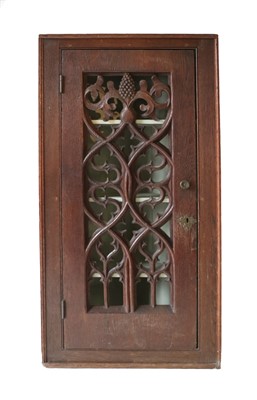 Lot 594 - A Victorian Carved Oak Hanging Corner Cupboard,...