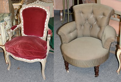 Lot 1265 - A Victorian Button Back Armchair and A...