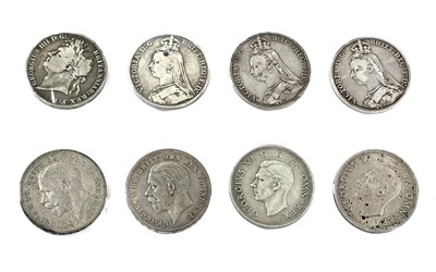 Lot 93 - 8 x Silver Crowns, comprising: George IV 1821...