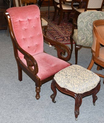 Lot 1273 - A Victorian Chair, with buttoned back and...