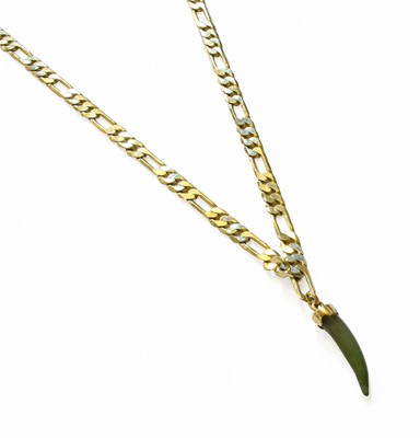 Lot 214 - A Nephrite Pendant on Chain, a plated chain...