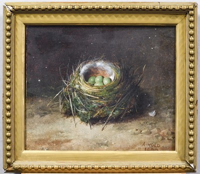 Lot 1061 - Abel Hold (1815-1896) A still life of a birds...