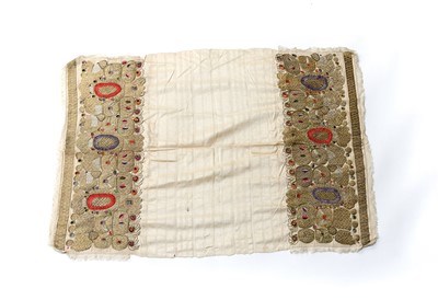 Lot 2240 - Late 19th Century Ottoman Cream Silk Panel,...