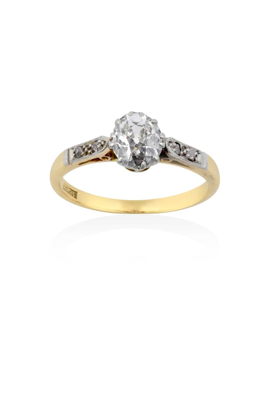 Lot 2164 - A Diamond Solitaire Ring the oval old cut...