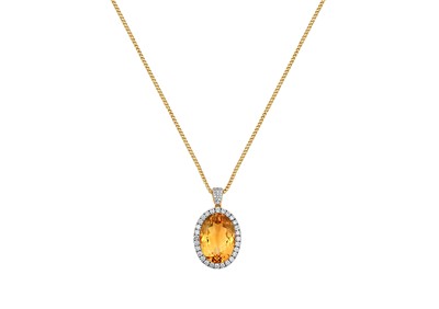 Lot 2045 - An 18 Carat Gold Citrine and Diamond Cluster...