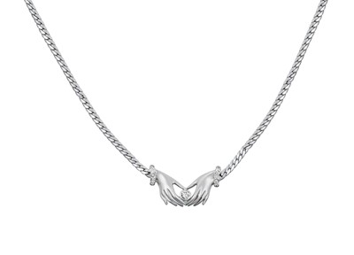 Lot 2023 - A Diamond Necklace two hands clutching a round...