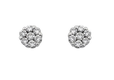 Lot 2068 - A Pair of 18 Carat White Gold Diamond Cluster...