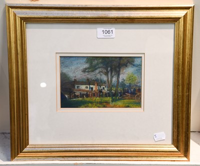 Lot 1061 - Donald Wood (1889-1953) Figures before country...