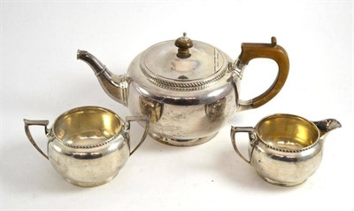 Lot 342 - A George V silver three piece tea service, Birmingham 1922