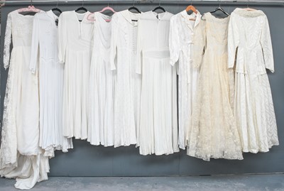 Lot 2070 - Circa 1930-60s Wedding Dresses, comprising a...