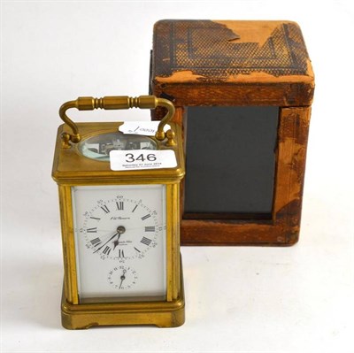 Lot 346 - Brass carriage clock in hinged case