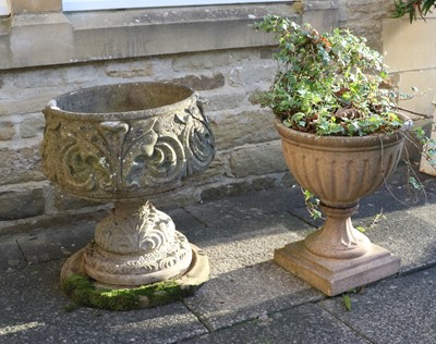 Lot 1155 - A Composition Stone Garden Pedestal Urn on...