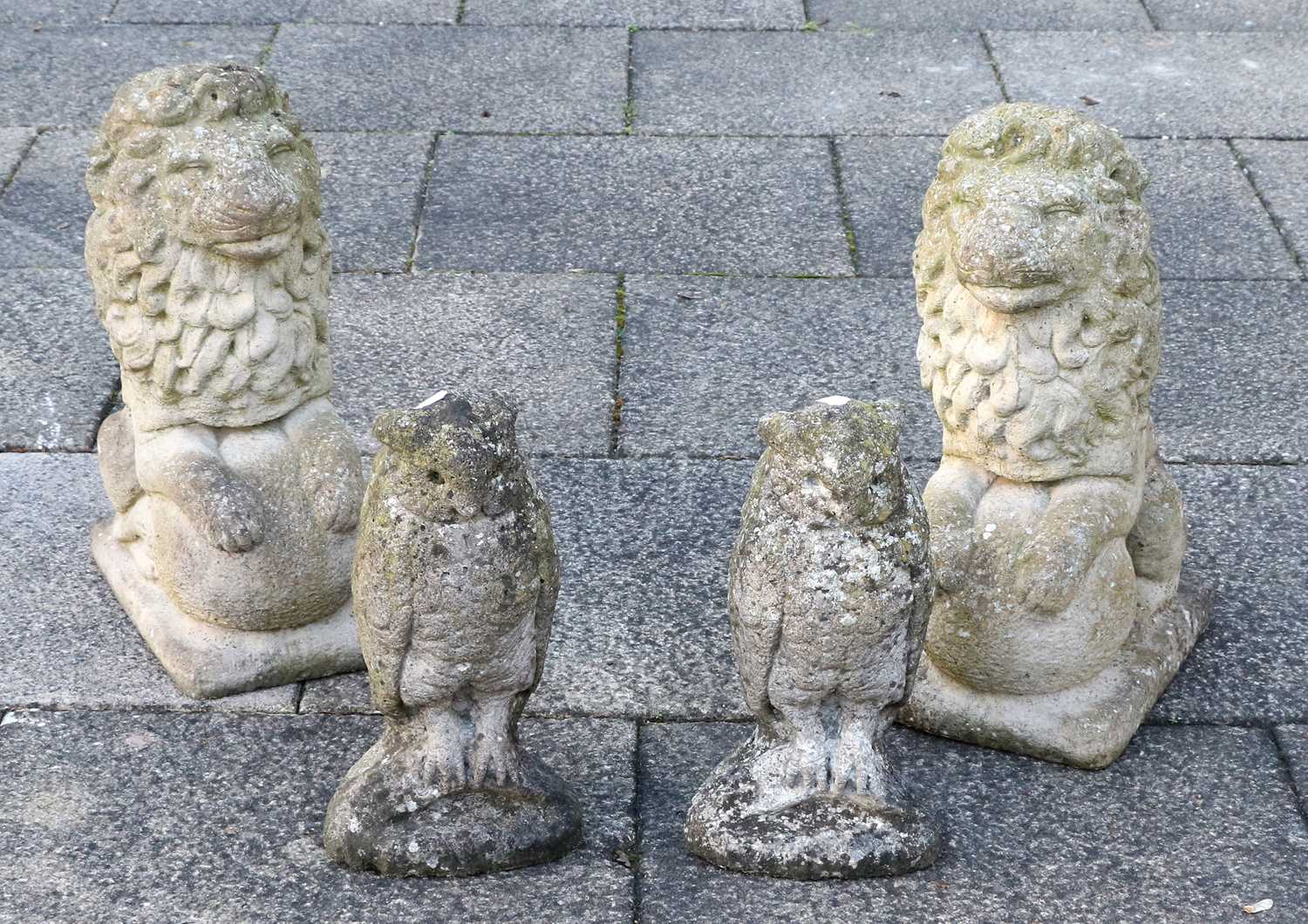 Lot 1160 - A Pair of Composition Stone Lions 60cm high A...