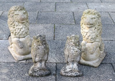 Lot 1160 - A Pair of Composition Stone Lions 60cm high A...