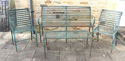 Lot 1170 - A 20th Century Green-Painted Metal Four Piece...