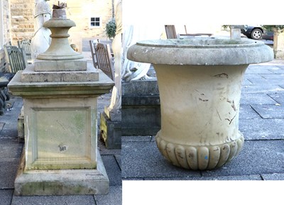 Lot 1185 - An Impressive Sandstone Garden Urn and...