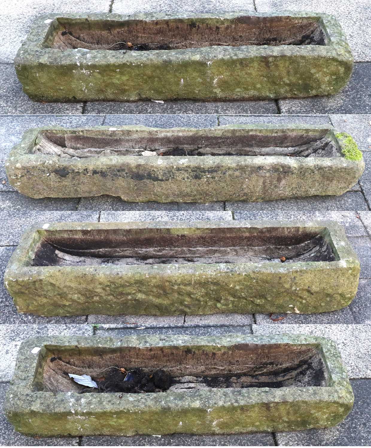 Lot 1179 - Three Rectangular Stone Garden Troughs 100cm...