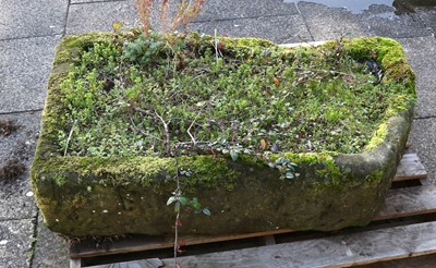 Lot 1181 - A Large Stone Garden Trough, of irregular...