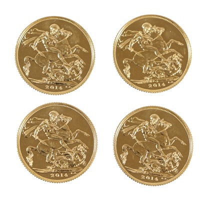 Lot 343 - 4 x Elizabeth II, Sovereigns 2014, obv....