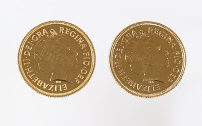 Lot 330 - 2 x Elizabeth II, Sovereigns 2009 and 2014,...