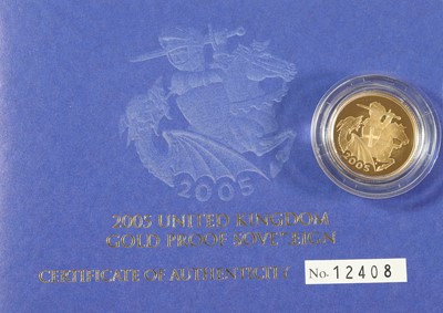 Lot 323 - Elizabeth II, Proof Sovereign 2005, obv....