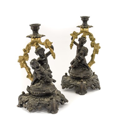 Lot 356 - A Pair of French Gilt and Patinated Bronze...