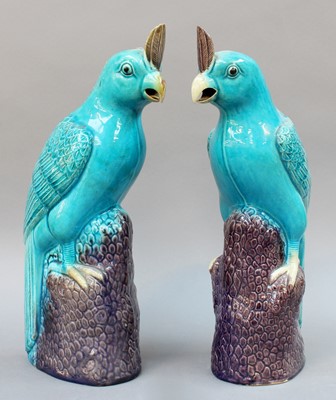 Lot 269 - A Pair of Chinese Porcelain Blue Glazed Models...