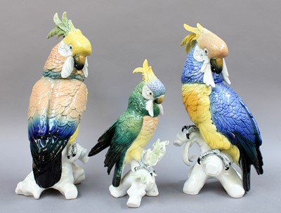 Lot 271 - Three Karl Ens Porcelain Cockatoos, the...