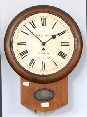 Lot 1332 - A Mahogany 13" Dial Drop-Dial Wall Timepiece,...