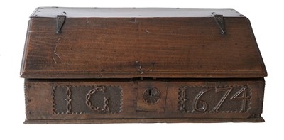 Lot 599 - A 17th Century Carved Oak Bible Box,...