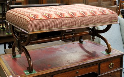 Lot 1291 - Victorian Mahogany Cross-Framed Large Stool,...