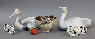 Lot 255 - Studio Pottery: a pair of Studio pottery duck...