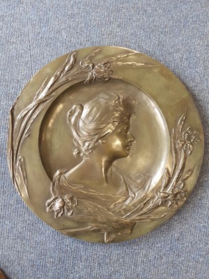 Lot 262 - An Art Nouveau Bronze Charger, cast with the...