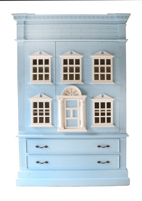 Lot 706 - A Blue and White Painted Child's Wardrobe,...