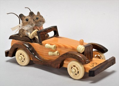 Lot 1140 - Anthropomorphic Taxidermy: Driving Field Mice,...