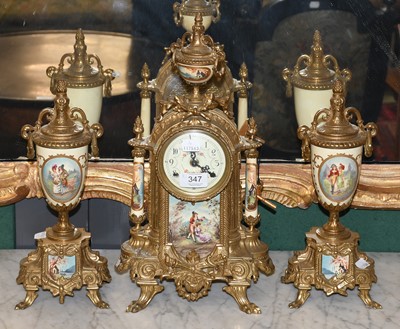 Lot 347 - A Gilt Metal and Porcelain Mounted Clock...