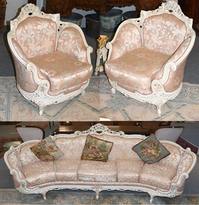 Lot 1256 - An Italian White Painted Three Piece Suite,...