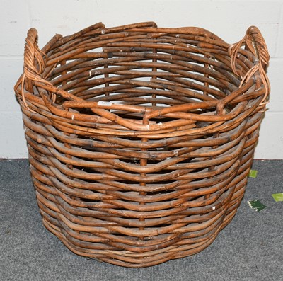 Lot 1260 - An Impressive Twin-Handled Wicker Log Basket,...