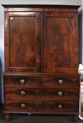 Lot 1331 - A George III Mahogany Linen Press, the top...