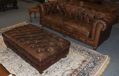 Lot 1105 - A Buttoned Brown Leather Chesterfield Four...