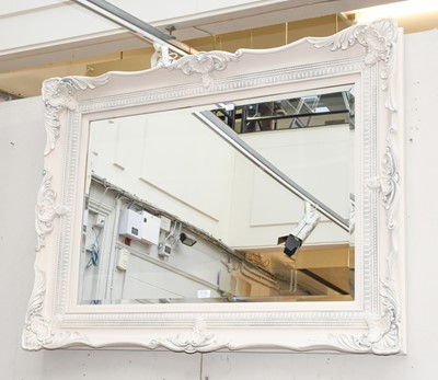 Lot 1179 - A Modern Cream Painted Mirror, the beveled...