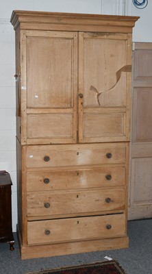 Lot 1295 - A Victorian Pine Press Cupboard, the upper...