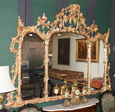 Lot 1299 - A Reproduction Gilt Framed Overmantel Mirror,...