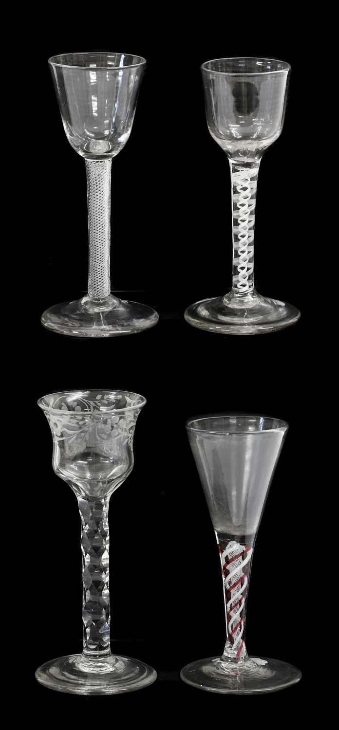 Lot 43 - A Wine Glass, circa 1750, the ogee bowl on an...