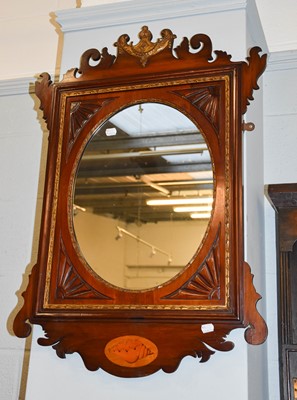 Lot 1340 - A Regency Style Mahogany Fret-work Mirror, the...