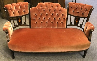 Lot 1318 - An Edwardian Mahogany Framed Sofa, with...