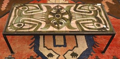 Lot 1329 - A 1970's Tile-Top Coffee Table, decorated with...